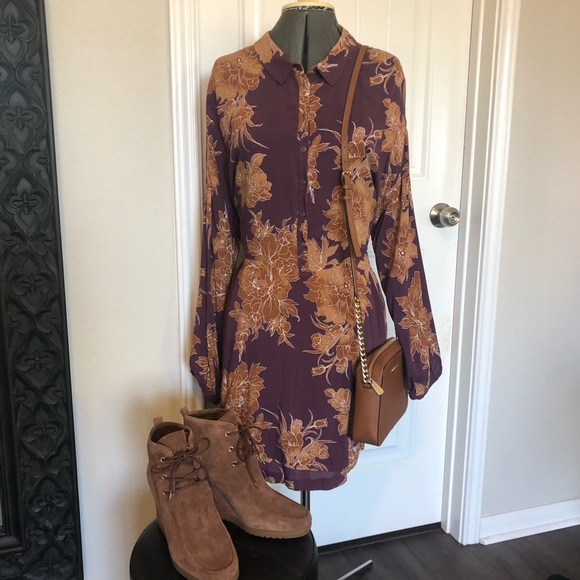 Free People Bustle-back Button down Shirt Dress - Picture 4 of 8